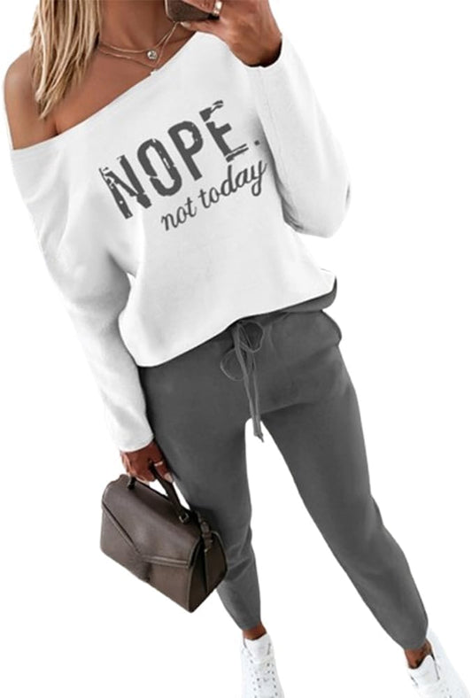 Women's Off-the-Shoulder Long Sleeve Tracksuit Set with Pants for Fall 2025